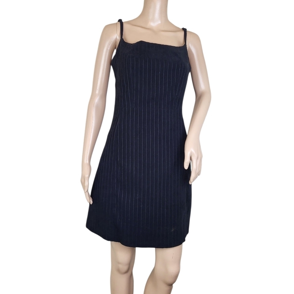Y2K EXPRESS Black Velvet Pinstripe Mini Dress  9/10